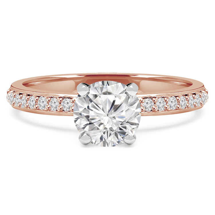 Round Diamond Solitaire with Accents Engagement Ring in Rose Gold (MVS0131-R)