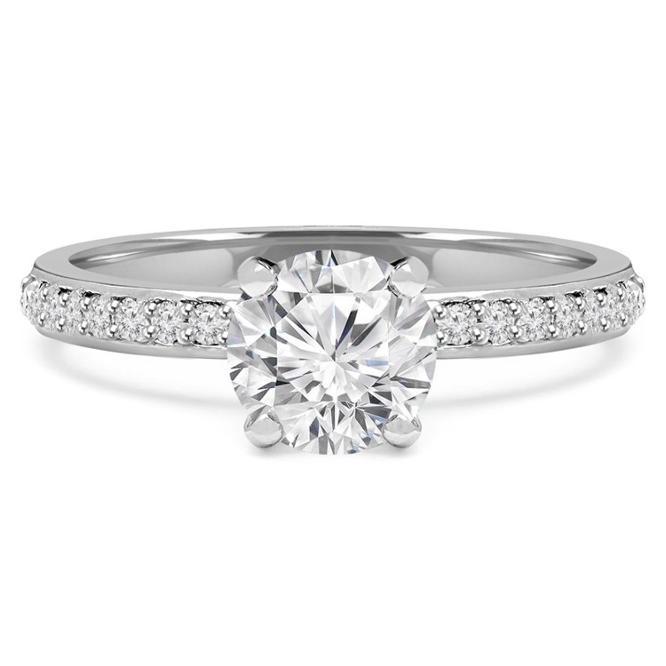 Round Diamond Solitaire with Accents Engagement Ring in White Gold (MVS0131-W)