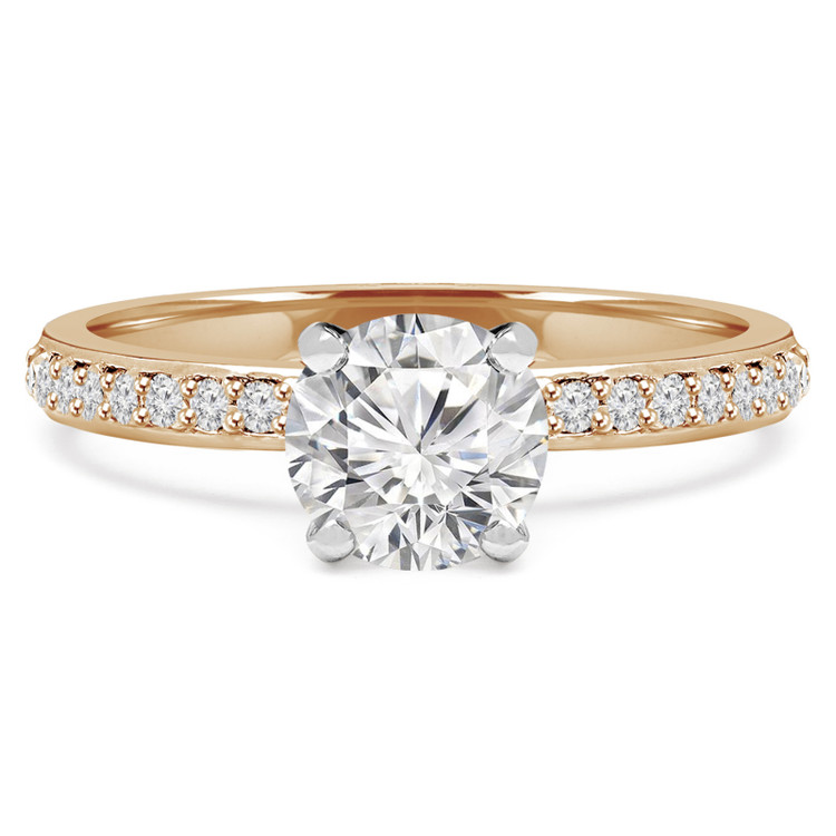 Round Diamond Solitaire with Accents Engagement Ring in Yellow Gold (MVS0131-Y)
