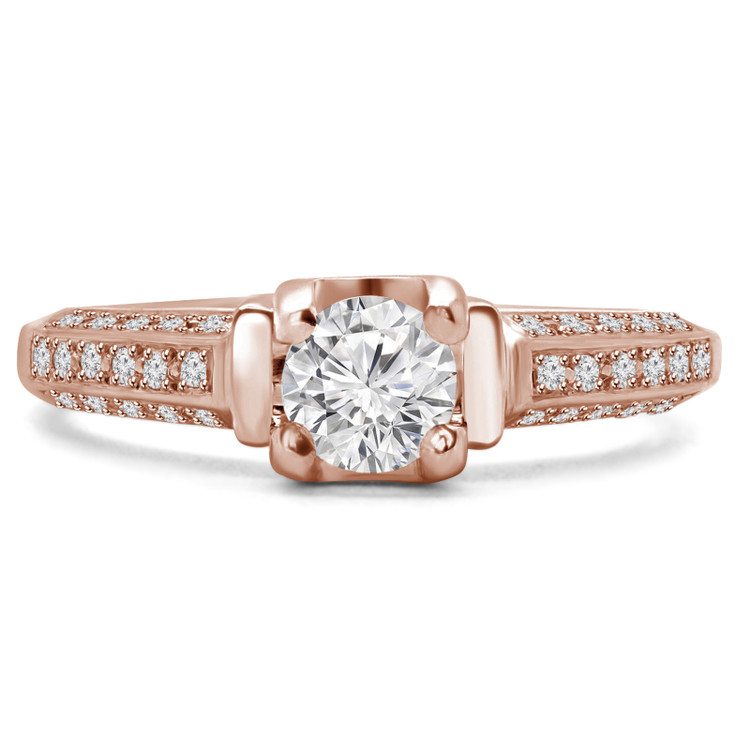 Round Diamond Solitaire with Accents Engagement Ring in Rose Gold (MVS0132-R)