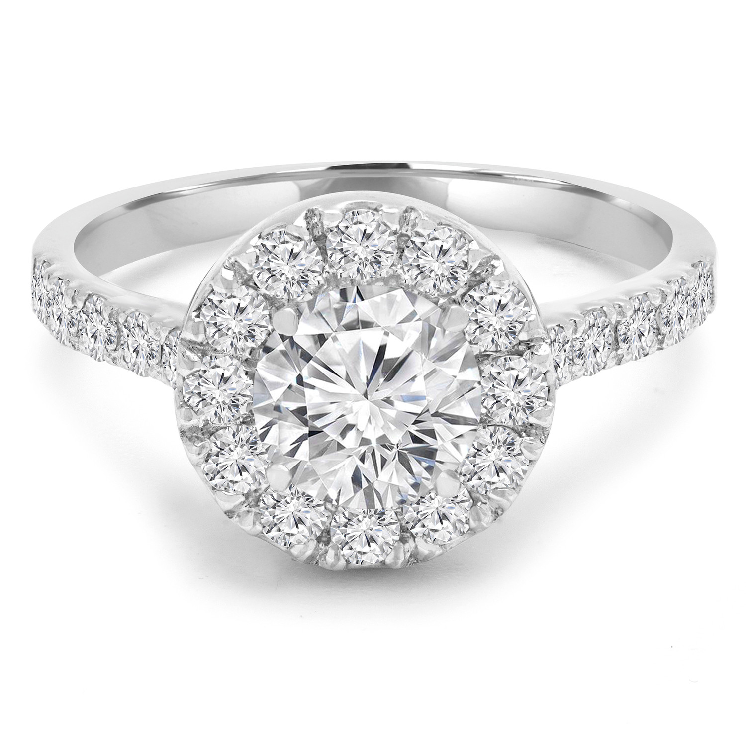 Round Diamond Round Halo Engagement Ring in White Gold (MVS0133-W)