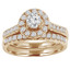 Round Diamond Round Halo Engagement Ring and Wedding Band Set Ring in Yellow Gold (MVS0136-Y)