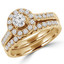 Round Diamond Round Halo Engagement Ring and Wedding Band Set Ring in Yellow Gold (MVS0136-Y)