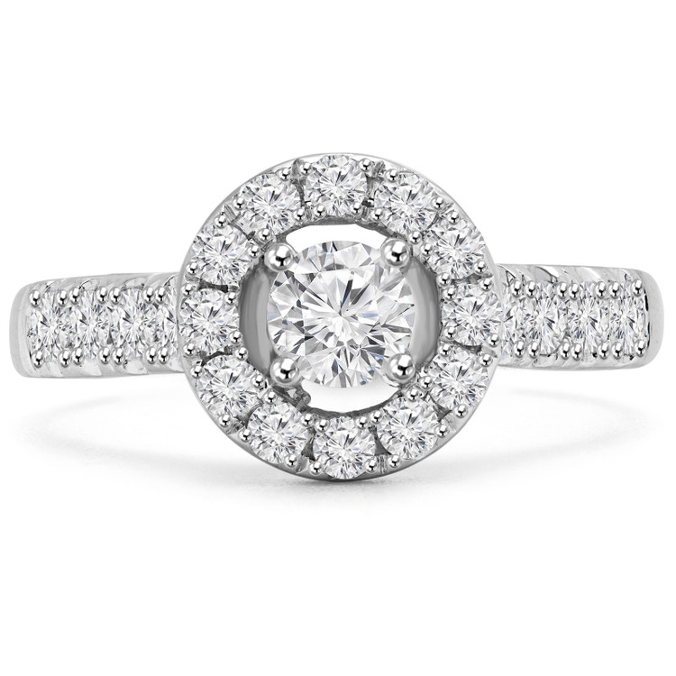 Round Diamond Round Halo Engagement Ring in White Gold (MVS0137-W)