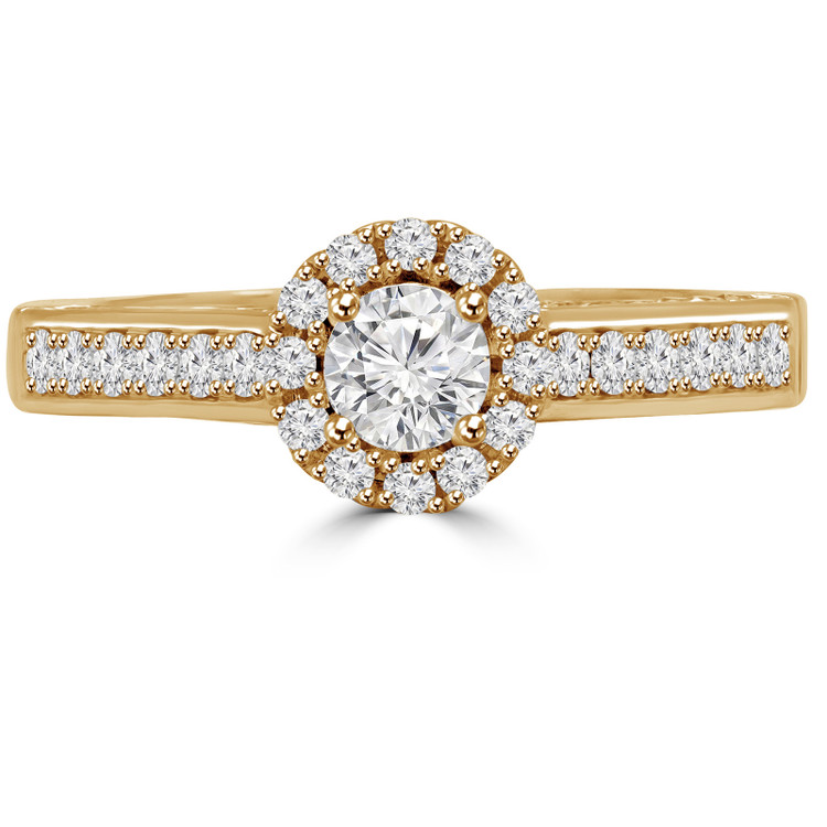 Round Diamond Round Halo Engagement Ring in Yellow Gold (MVS0138-Y)