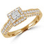 Princess Diamond Square Halo Engagement Ring in Yellow Gold (MVS0139-Y)