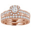 Round Diamond Cushion Halo Engagement Ring and Wedding Band Set Ring in Rose Gold (MVS0140-R)