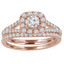 Round Diamond Split-Shank Cushion Halo Engagement Ring and Wedding Band Set Ring in Rose Gold (MVS0141-R)