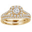 Round Diamond Split-Shank Cushion Halo Engagement Ring and Wedding Band Set Ring in Yellow Gold (MVS0141-Y)