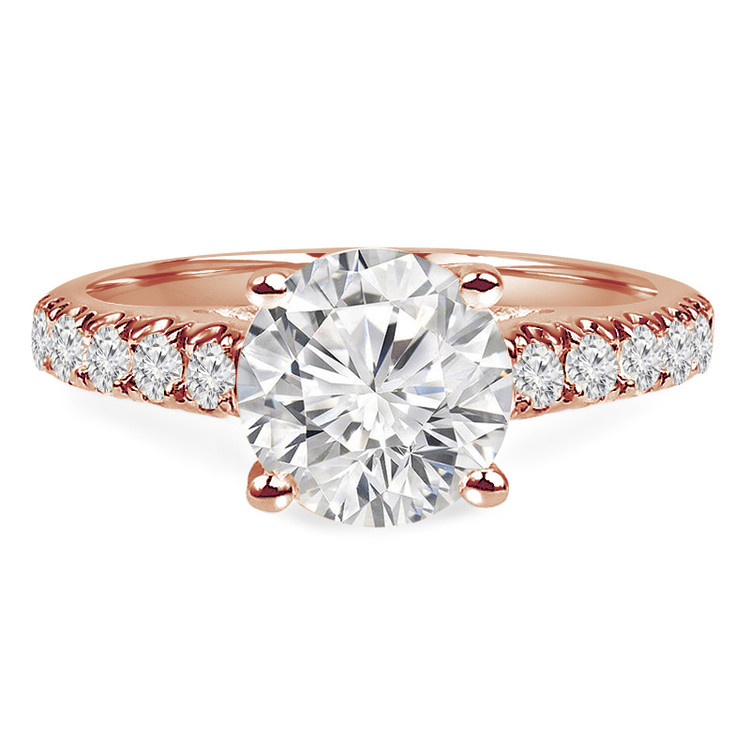 Round Diamond Solitaire with Accents Engagement Ring in Rose Gold (MVS0142-R)