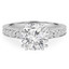 Round Diamond Double Prong Solitaire with Accents Engagement Ring in White Gold (MVS0143-W)