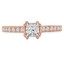 Princess Diamond Double Prong Solitaire with Accents Engagement Ring in Rose Gold (MVS0144-R)