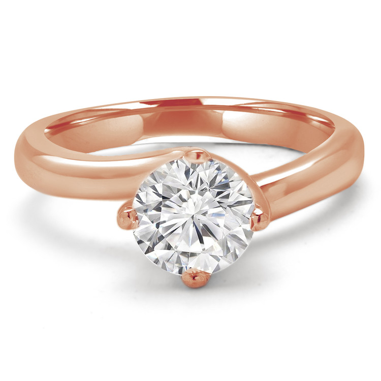 Round Diamond Bypass Solitaire Engagement Ring in Rose Gold (MVS0145-R)