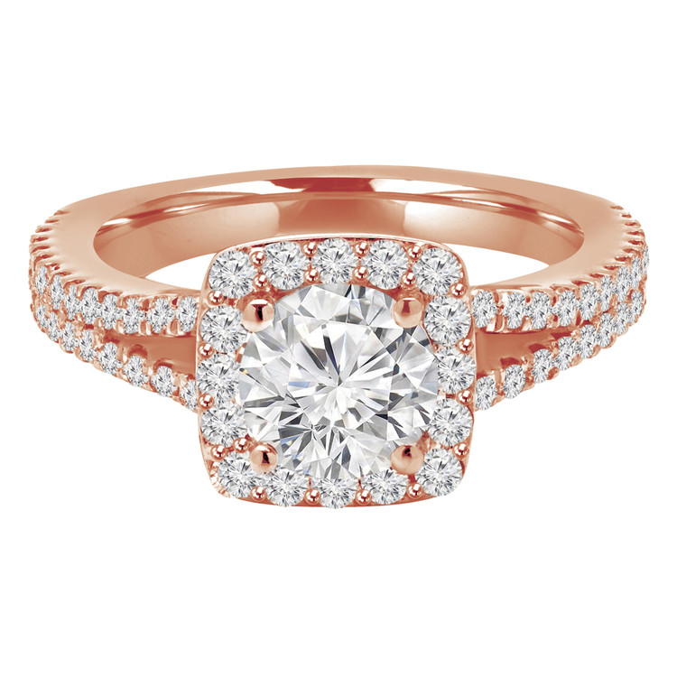 Round Diamond Split-Shank Cushion Halo Engagement Ring in Rose Gold (MVS0147-R)