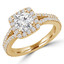 Round Diamond Split-Shank Cushion Halo Engagement Ring in Yellow Gold (MVS0147-Y)