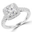 Round Diamond Cushion Halo Engagement Ring in White Gold (MVS0148-W)