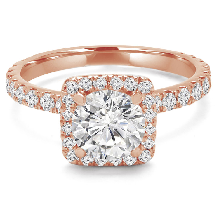 Round Diamond Cushion Halo Engagement Ring in Rose Gold (MVS0149-R)