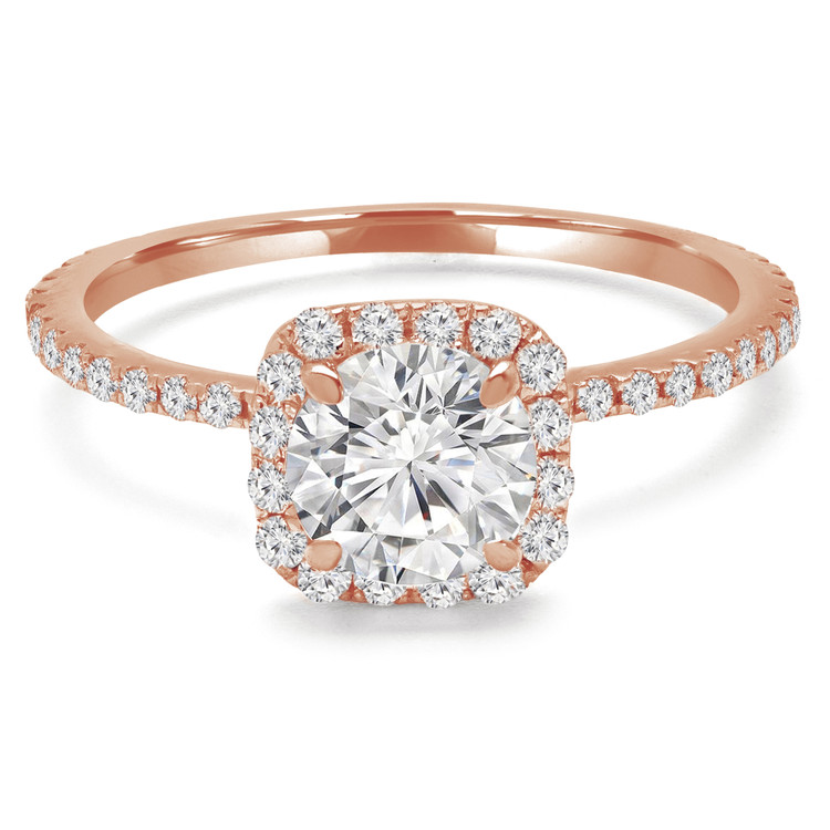 Round Diamond Cushion Halo Engagement Ring in Rose Gold (MVS0150-R)