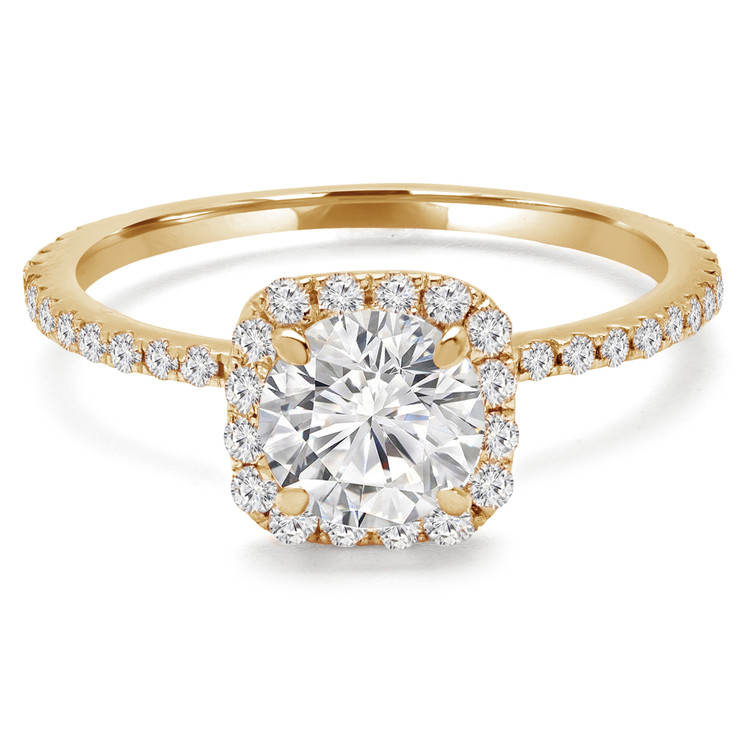 Round Diamond Cushion Halo Engagement Ring in Yellow Gold (MVS0150-Y)