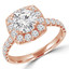 Round Diamond Cushion Halo Engagement Ring in Rose Gold (MVS0151-R)
