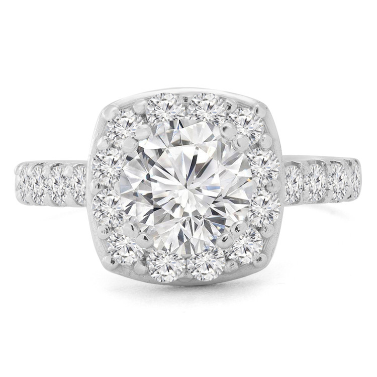 Round Diamond Cushion Halo Engagement Ring in White Gold (MVS0151-W)
