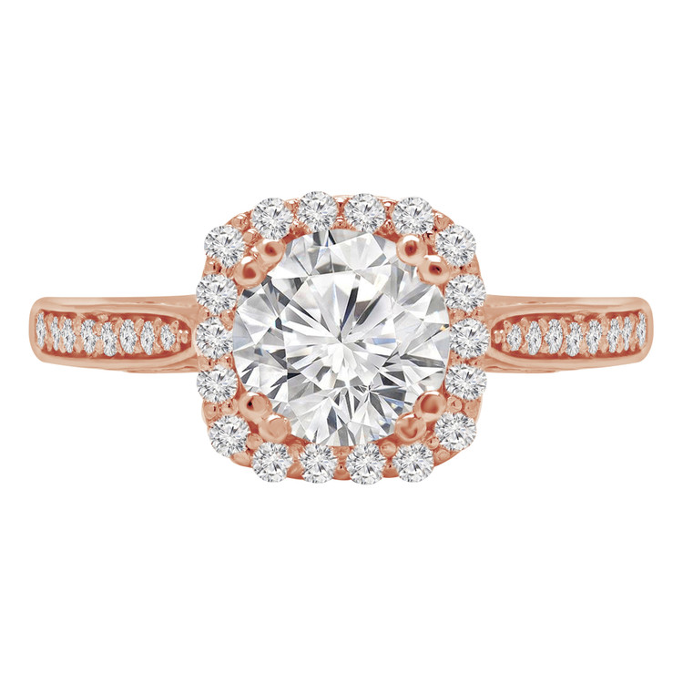 Round Diamond Cushion Halo Engagement Ring in Rose Gold (MVS0157-R)