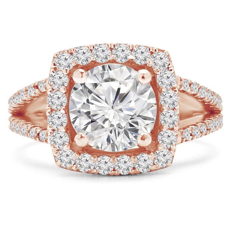 Round Diamond Cushion Halo Engagement Ring in Rose Gold (MVS0158-R)