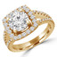 Round Diamond Cushion Halo Engagement Ring in Yellow Gold (MVS0158-Y)