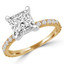 Princess Diamond Solitaire with Accents Engagement Ring in Yellow Gold (MVS0162-Y)
