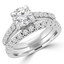 Round Diamond Solitaire with Accents Engagement Ring and Wedding Band Set Ring in White Gold (MVS0163-W)