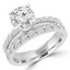 Round Diamond Solitaire with Accents Engagement Ring and Wedding Band Set Ring in White Gold (MVS0167-W)