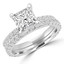 Princess Diamond Solitaire with Accents Engagement Ring and Wedding Band Set Ring in White Gold (MVS0169-W)