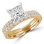 Princess Diamond Solitaire with Accents Engagement Ring and Wedding Band Set Ring in Yellow Gold (MVS0169-Y)