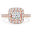 Round Diamond Cushion Halo Engagement Ring in Rose Gold (MVS0171-R)