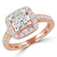 Round Diamond Cushion Halo Engagement Ring in Rose Gold (MVS0171-R)