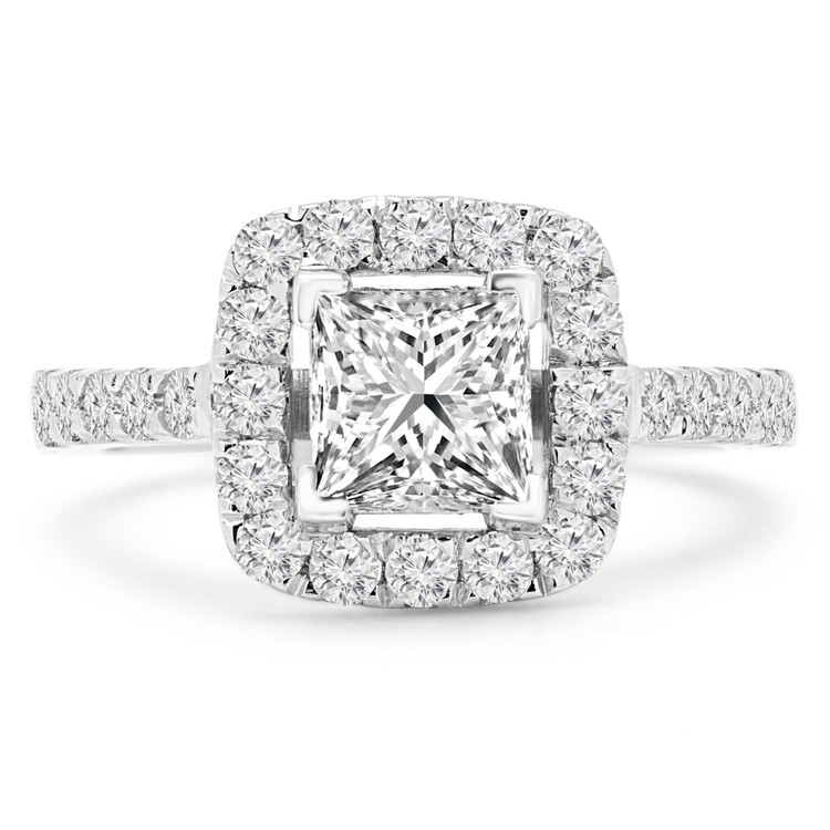 Round Diamond Cushion Halo Engagement Ring in White Gold (MVS0171-W)