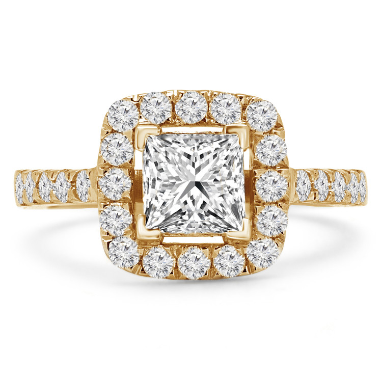 Round Diamond Cushion Halo Engagement Ring in Yellow Gold (MVS0171-Y)