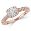 Round Diamond Cushion Halo Engagement Ring in Rose Gold (MVS0172-R)