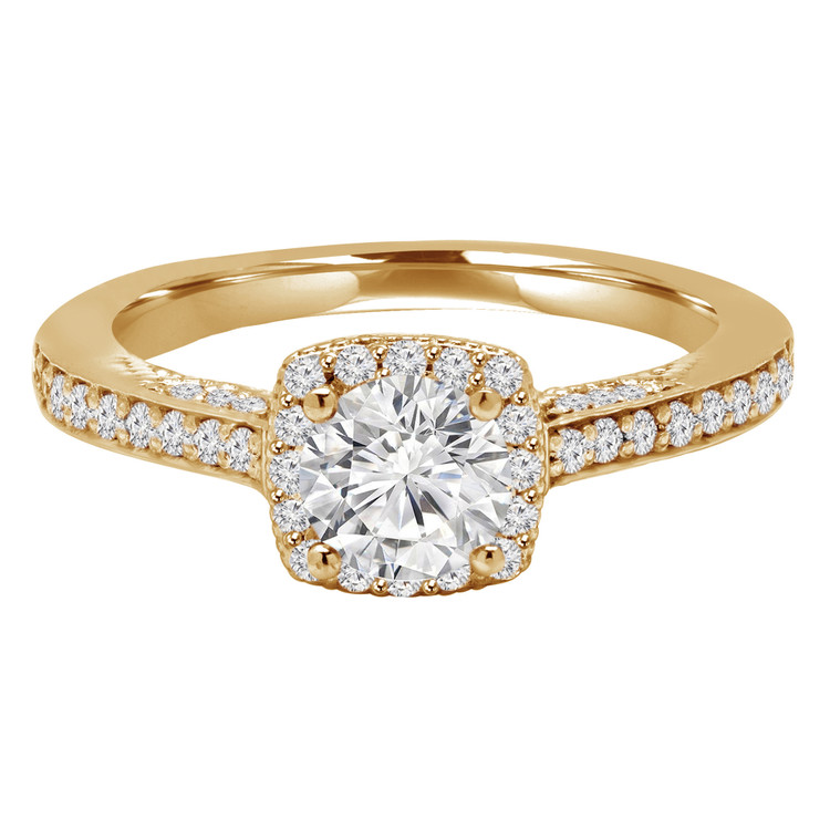 Round Diamond Cushion Halo Engagement Ring in Yellow Gold (MVS0172-Y)