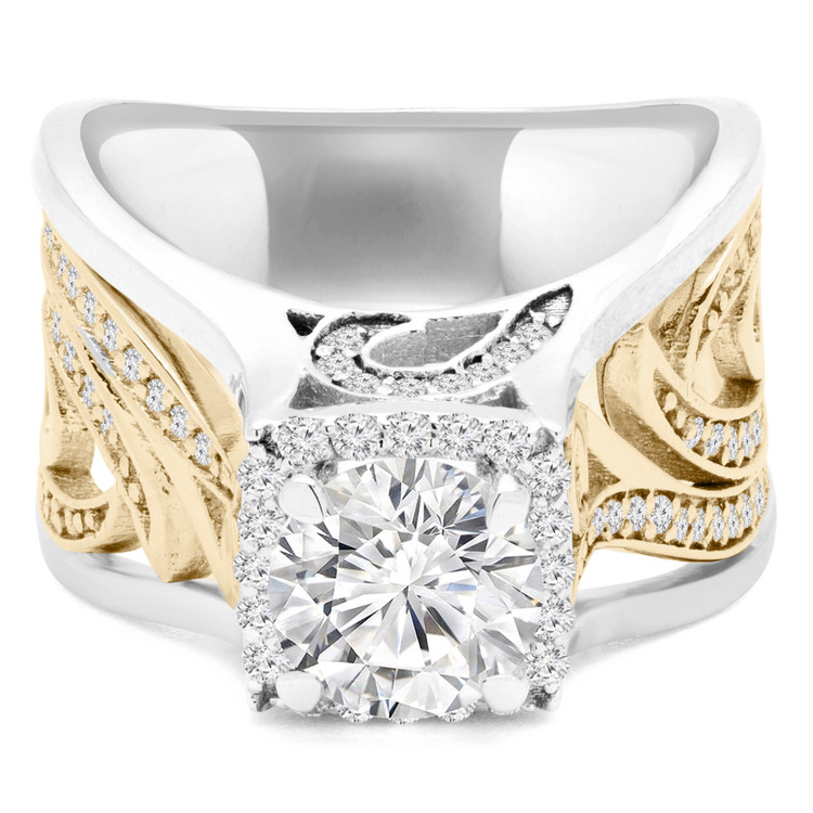 Round Diamond Vintage Halo Engagement Ring in Yellow Gold (MVS0178-Y)