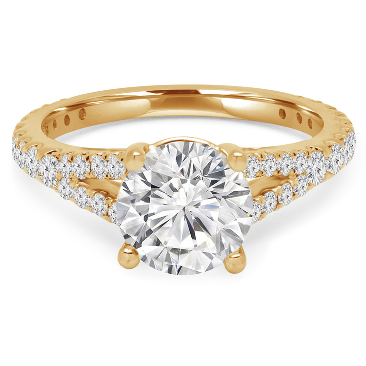 Round Diamond Split-Shank Solitaire with Accents Engagement Ring in Yellow Gold (MVS0180-Y)