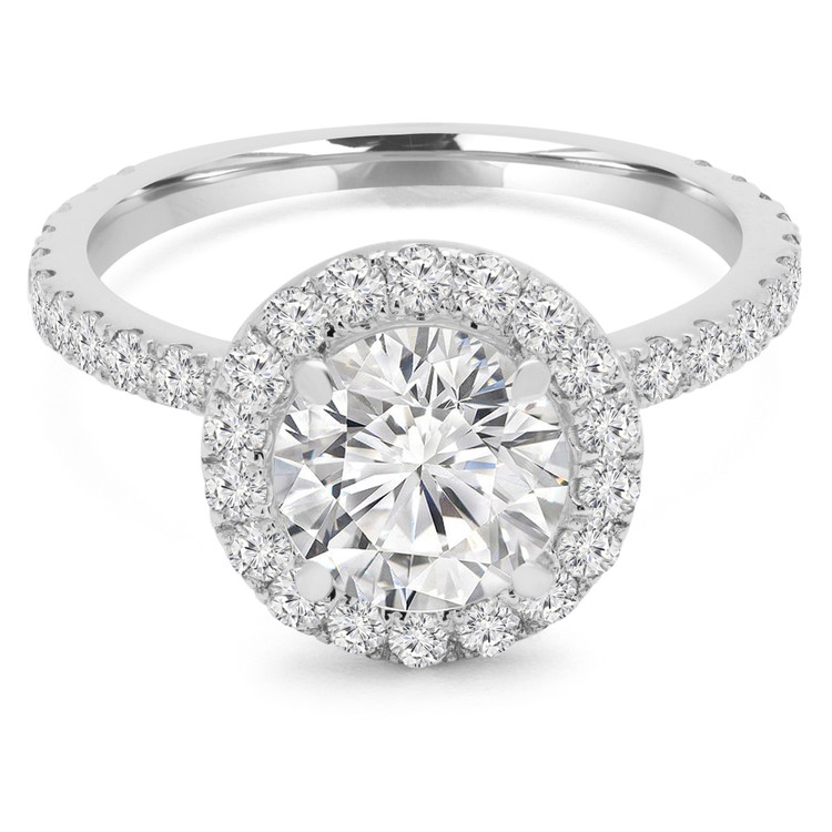Round Diamond Round Halo Engagement Ring in White Gold (MVS0183-W)