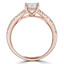 Princess Diamond Split-Shank Solitaire with Accents Engagement Ring in Rose Gold (MVS0185-R)