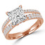 Princess Diamond Split-Shank Solitaire with Accents Engagement Ring in Rose Gold (MVS0186-R)