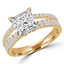 Princess Diamond Split-Shank Solitaire with Accents Engagement Ring in Yellow Gold (MVS0186-Y)