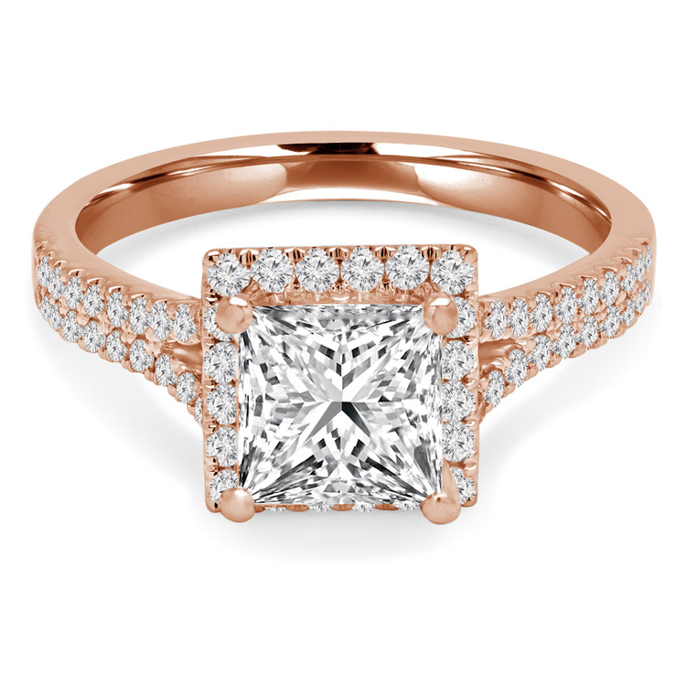 Princess Diamond Split-Shank Halo Engagement Ring in Rose Gold (MVS0187-R)