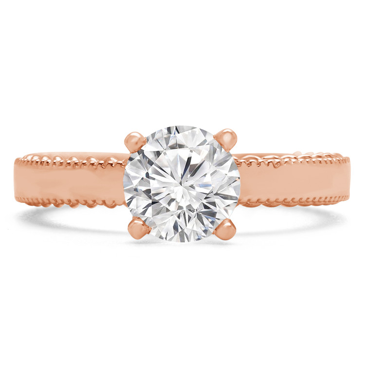 Round Diamond Vintage Solitaire Engagement Ring in Rose Gold (MVS0188-R)