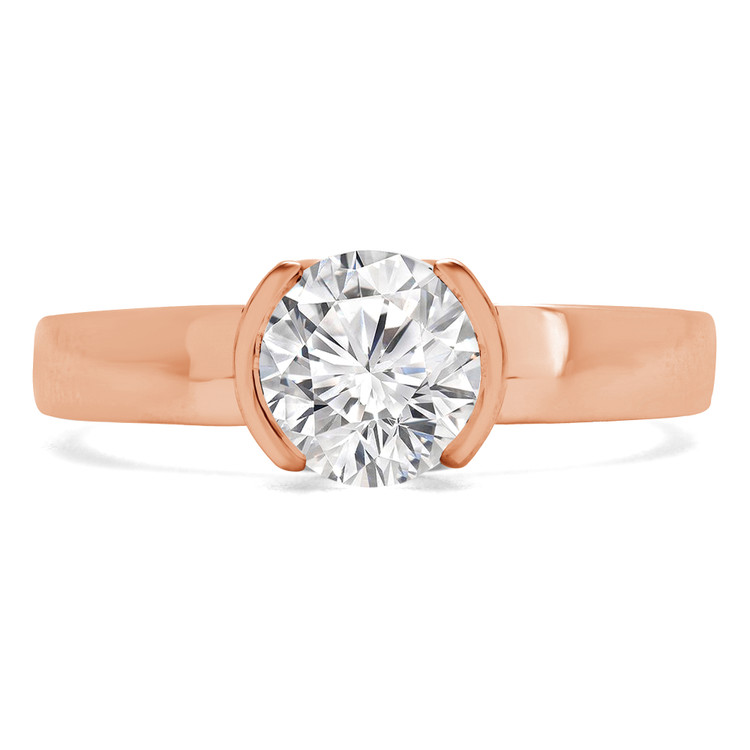 Round Diamond Bezel Set Solitaire Engagement Ring in Rose Gold (MVS0192-R)
