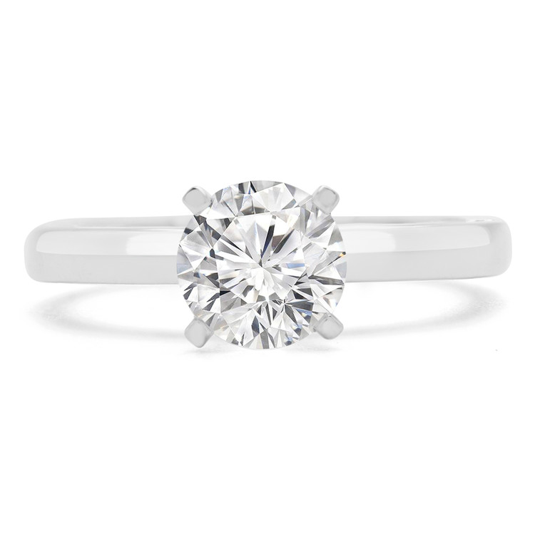 Round Diamond Solitaire with Accents Engagement Ring in White Gold (MVS0195-W)