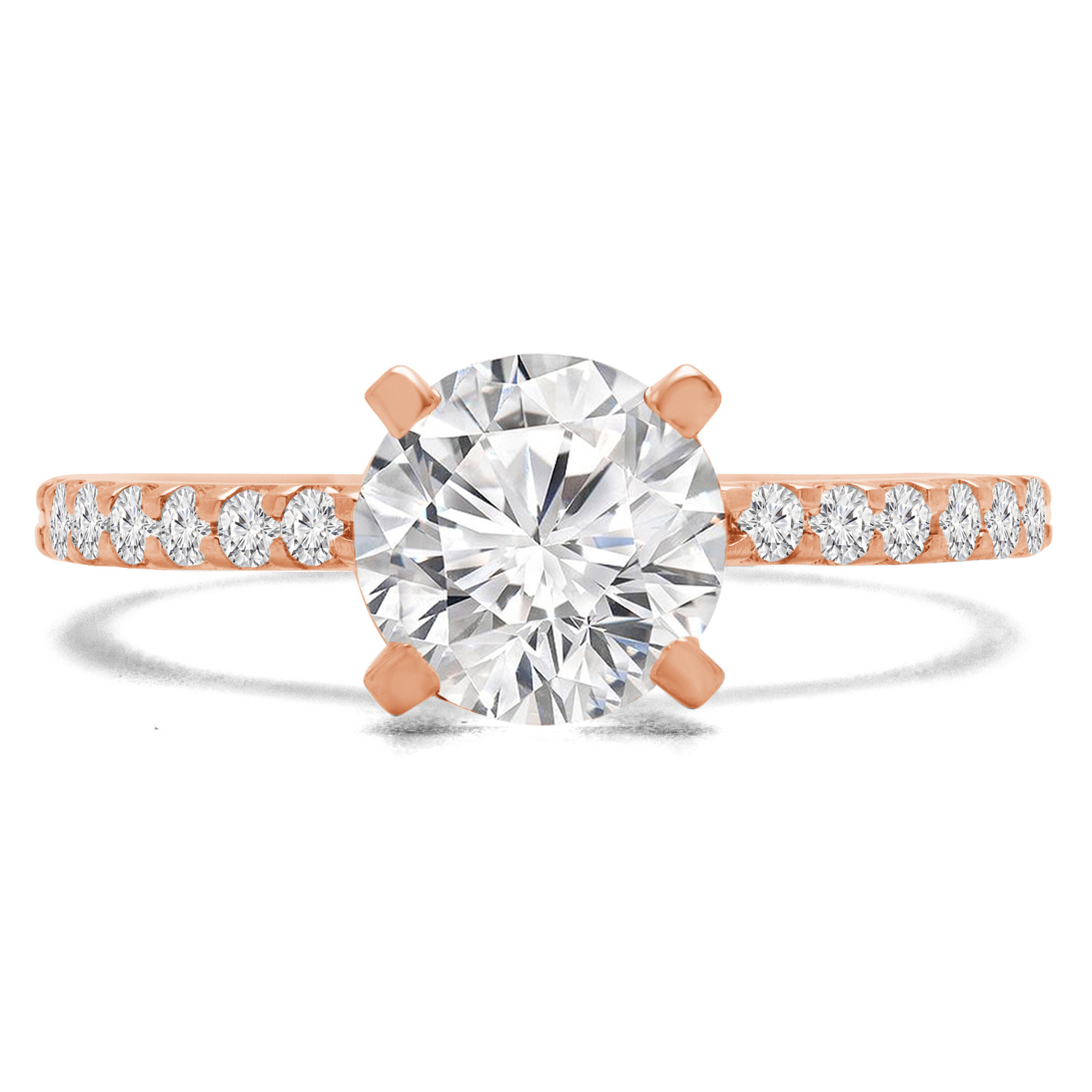 Round Diamond Solitaire with Accents Engagement Ring in Rose Gold (MVS0200-R)